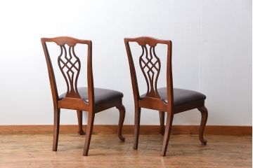 中古　ドレクセル　マホガニー材　ダイニングチェア2脚セット(2)(椅子、イス)
