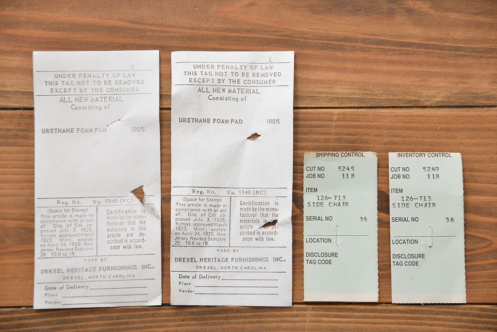 中古　ドレクセル　マホガニー材　ダイニングチェア2脚セット(2)(椅子、イス)