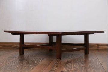 アンティーク家具　古民具・骨董 天板欅材一枚板 シンプルな角テーブル(机)