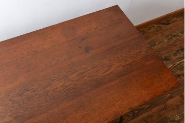 アンティーク家具　アンティーク 天板ナラ材の大きな鉄脚作業台(テーブル、机)