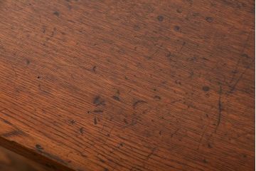 アンティーク家具　アンティーク 天板ナラ材の大きな鉄脚作業台(テーブル、机)