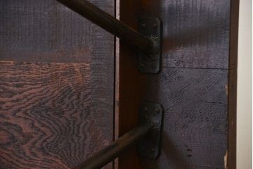 アンティーク家具　アンティーク 天板ナラ材の大きな鉄脚作業台(テーブル、机)