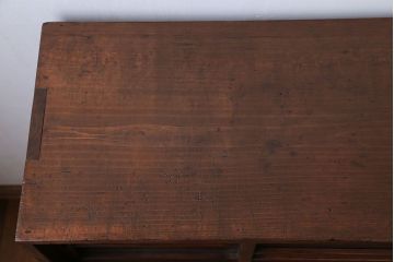 レトロ家具　昭和レトロ 古い木の気泡ガラス収納棚(戸棚、食器棚、下駄箱)