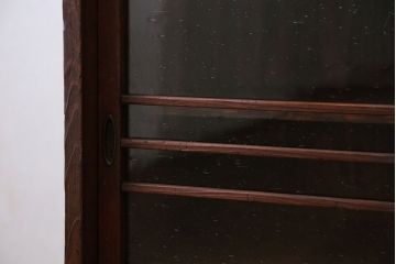 レトロ家具　昭和レトロ 古い木の気泡ガラス収納棚(戸棚、食器棚、下駄箱)