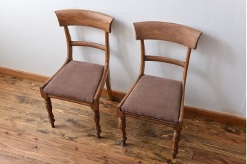 アンティーク家具　フランスアンティーク 木味のステキなフレンチチェア2脚セット(椅子、イス)