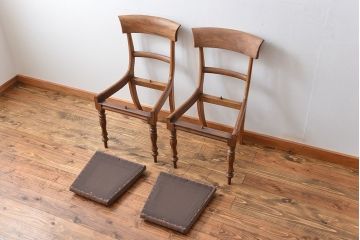 アンティーク家具　フランスアンティーク 木味のステキなフレンチチェア2脚セット(椅子、イス)