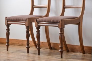 アンティーク家具　フランスアンティーク 木味のステキなフレンチチェア2脚セット(椅子、イス)