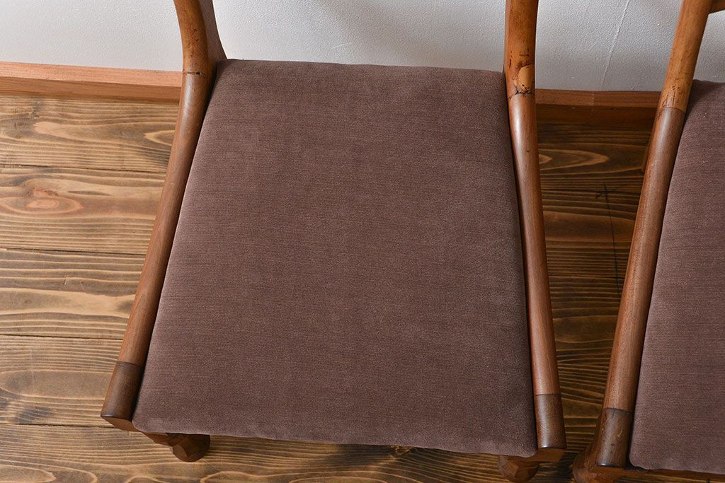 アンティーク家具　フランスアンティーク 木味のステキなフレンチチェア2脚セット(椅子、イス)