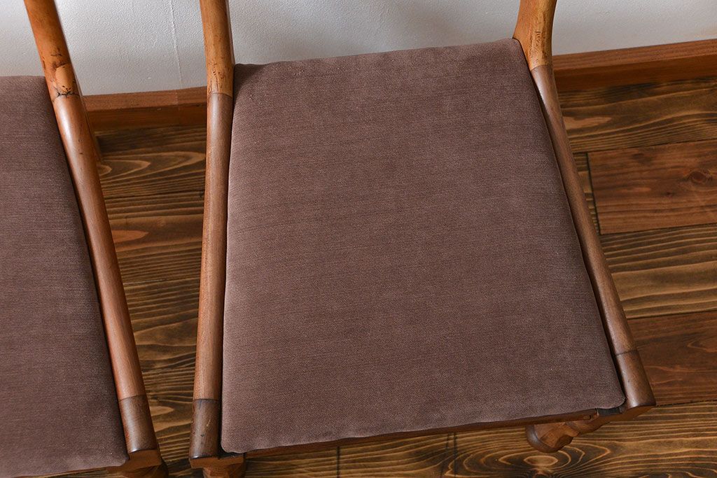 アンティーク家具　フランスアンティーク 木味のステキなフレンチチェア2脚セット(椅子、イス)