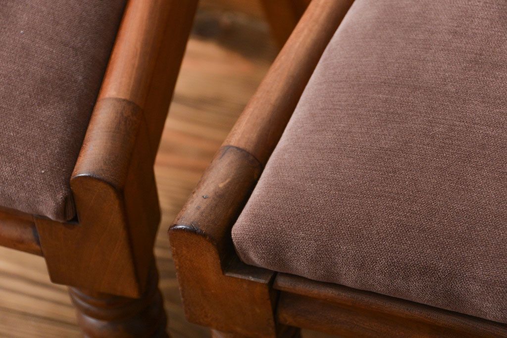 アンティーク家具　フランスアンティーク 木味のステキなフレンチチェア2脚セット(椅子、イス)