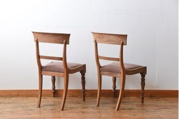 アンティーク家具　フランスアンティーク 木味のステキなフレンチチェア2脚セット(椅子、イス)