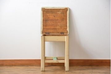 アンティーク家具　イギリスアンティーク 古いペイントのフタ付きスツール(椅子、イス、サイドテーブル)