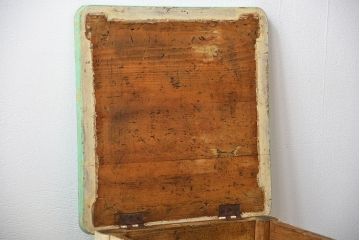 アンティーク家具　イギリスアンティーク 古いペイントのフタ付きスツール(椅子、イス、サイドテーブル)