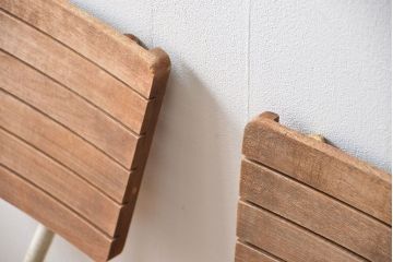 アンティーク家具　イギリスアンティーク ペンキのはげたガーデンチェア2脚セット(1)(椅子、イス)