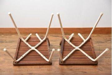 アンティーク家具　イギリスアンティーク ペンキのはげたガーデンチェア2脚セット(1)(椅子、イス)