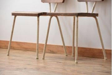 アンティーク家具　イギリスアンティーク ペンキのはげたガーデンチェア2脚セット(2)(椅子、イス)