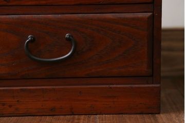 アンティーク家具　アンティーク 小さな格納テーブル付きの銀モールガラス収納棚(戸棚)