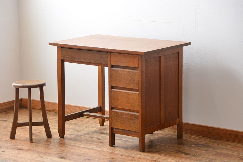 レトロ家具　昭和レトロ シンプルな片袖机(デスク、在宅ワーク、在宅用テーブル)