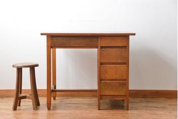 レトロ家具　昭和レトロ シンプルな片袖机(デスク、在宅ワーク、在宅用テーブル)