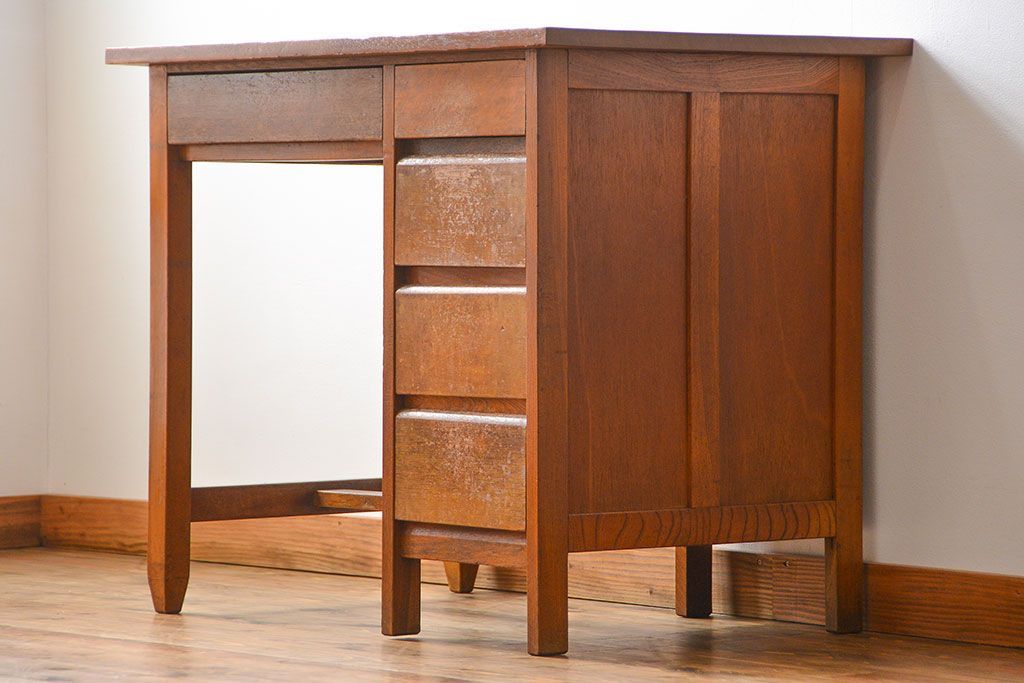 レトロ家具　昭和レトロ シンプルな片袖机(デスク、在宅ワーク、在宅用テーブル)