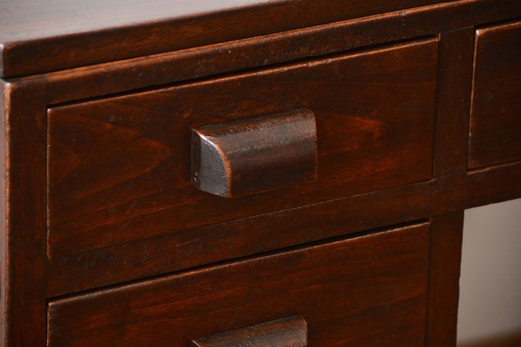 アンティーク家具　希少なアンティーク左片袖机(テーブル、デスク、在宅ワーク、在宅用)