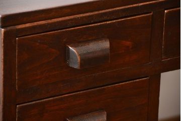 アンティーク家具　希少なアンティーク左片袖机(テーブル、デスク、在宅ワーク、在宅用)