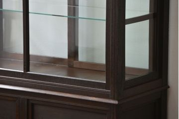 アンティーク家具　大正ロマン 古いナラ材!アンティークガラスケース(ショーケース、飾り棚)