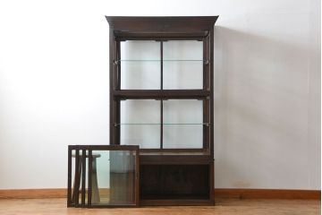 アンティーク家具　大正ロマン 古いナラ材!アンティークガラスケース(ショーケース、飾り棚)