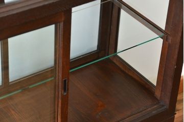 アンティーク家具　大正ロマン 古いナラ材!アンティークガラスケース(ショーケース、飾り棚)