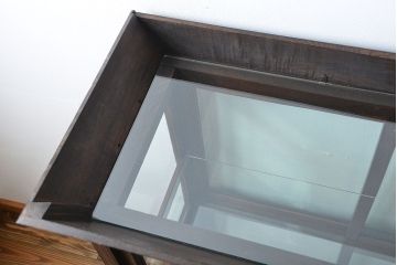 アンティーク家具　大正ロマン 古いナラ材!アンティークガラスケース(ショーケース、飾り棚)