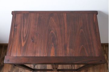 アンティーク家具　アンティーク 古い木のシンプルな鉄脚収納棚(キャビネット)