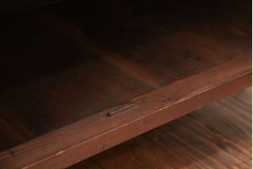 アンティーク家具　アンティーク 古い木のシンプルな鉄脚収納棚(キャビネット)