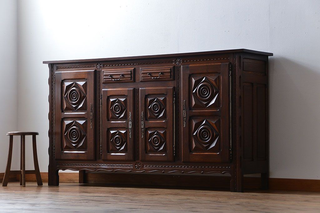 アンティーク家具　フランスアンティーク オーク材!上質なアールデコ サイドボード(サイドキャビネット)