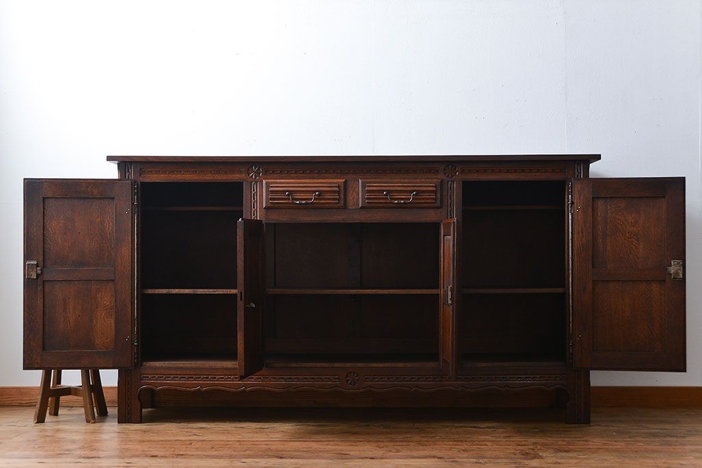 アンティーク家具　フランスアンティーク オーク材!上質なアールデコ サイドボード(サイドキャビネット)