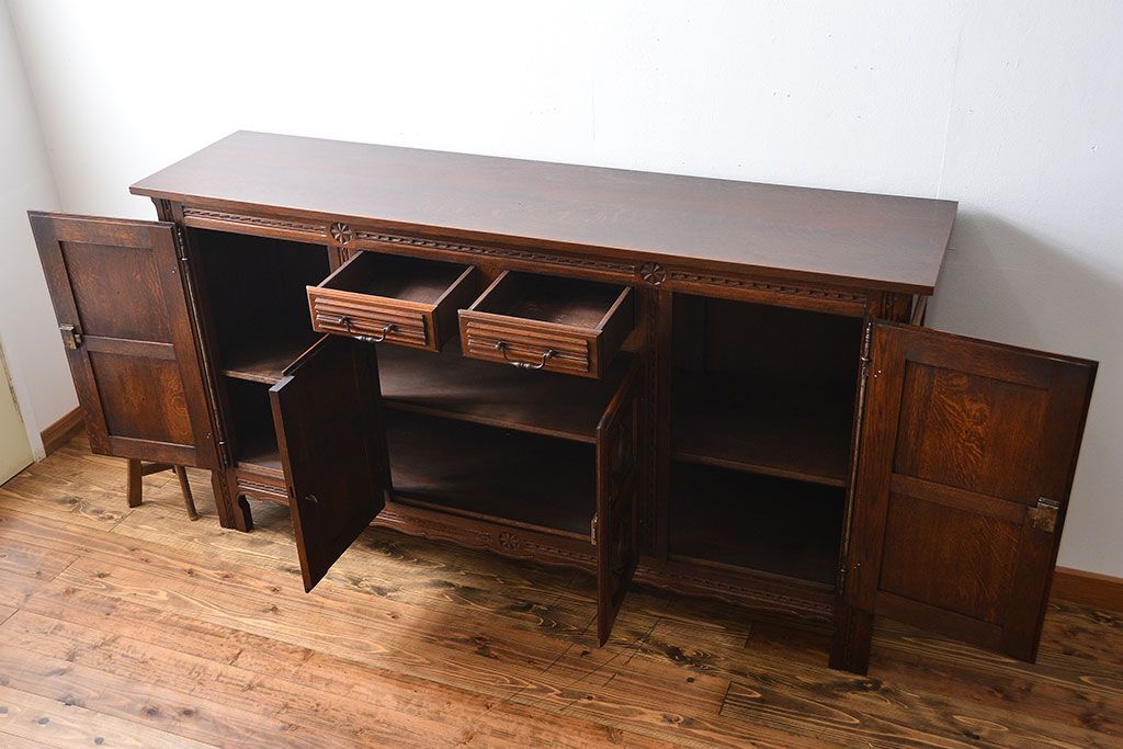 アンティーク家具　フランスアンティーク オーク材!上質なアールデコ サイドボード(サイドキャビネット)