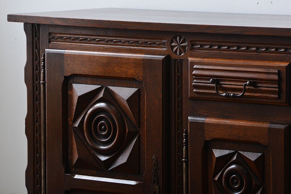 アンティーク家具　フランスアンティーク オーク材!上質なアールデコ サイドボード(サイドキャビネット)