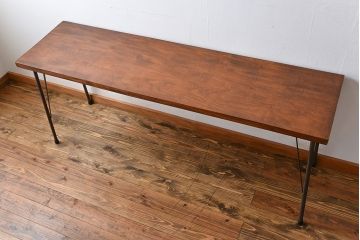 アンティーク家具　アンティーク 天板一枚板 古材の鉄脚テーブル(1)(机、作業台)