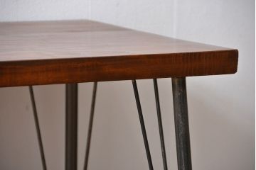アンティーク家具　アンティーク 天板一枚板 古材の鉄脚テーブル(1)(机、作業台)