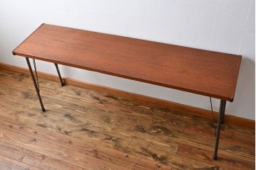 アンティーク家具　アンティーク 天板一枚板 古材の鉄脚テーブル(2)(机、作業台)