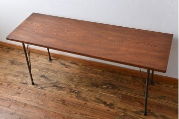 アンティーク家具　アンティーク 天板一枚板 古材の鉄脚テーブル(3)(机、作業台)