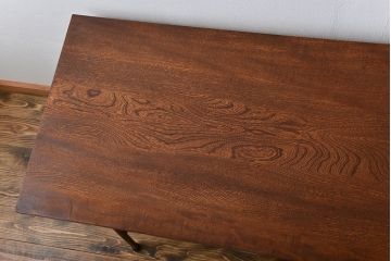 アンティーク家具　アンティーク 天板一枚板 古材の鉄脚テーブル(3)(机、作業台)