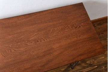アンティーク家具　アンティーク 天板一枚板 古材の鉄脚テーブル(3)(机、作業台)