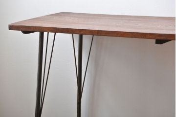 アンティーク家具　アンティーク 天板一枚板 古材の鉄脚テーブル(3)(机、作業台)