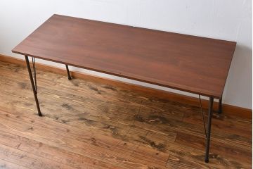 アンティーク家具　アンティーク 天板一枚板 古材の鉄脚テーブル(5)(机、作業台)