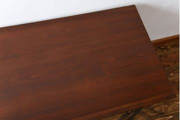 アンティーク家具　アンティーク 天板一枚板 古材の鉄脚テーブル(5)(机、作業台)