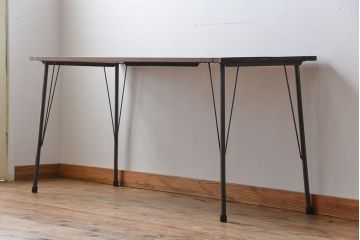 アンティーク家具　アンティーク 天板一枚板 古材の鉄脚テーブル(5)(机、作業台)