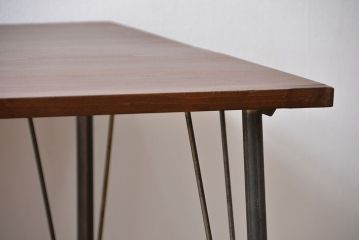 アンティーク家具　アンティーク 天板一枚板 古材の鉄脚テーブル(5)(机、作業台)