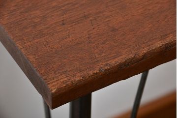 アンティーク家具　アンティーク 天板一枚板!古材を使った鉄脚テーブル(7)(作業台、机)