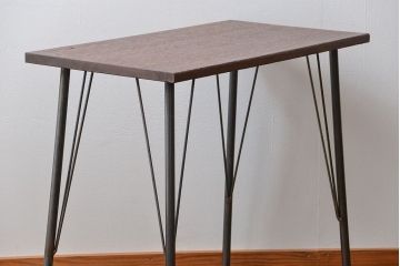 アンティーク家具　アンティーク 天板一枚板!古材を使った鉄脚テーブル(7)(作業台、机)