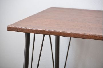 アンティーク家具　アンティーク 天板一枚板!古材を使った鉄脚テーブル(7)(作業台、机)